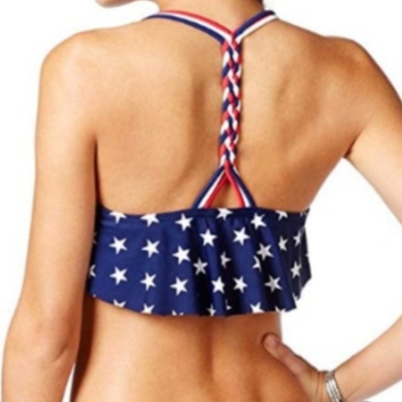 🔥CALIFORNIA WAVES🔥2-Piece Bikini America Flounce Cheeky Swimsuit Large NWT - Picture 2 of 10